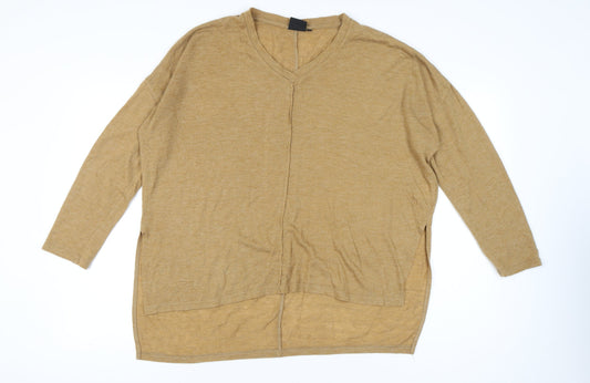 b.young Women’s Beige Pullover Jumper L V-Neck Long Sleeve Knit