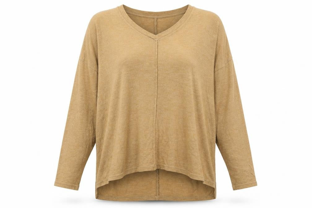b.young Women’s Beige Pullover Jumper L V-Neck Long Sleeve Knit
