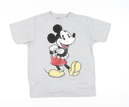 Disney Women’s Grey Mickey Mouse T-Shirt Size M Short Sleeve Cotton Blend