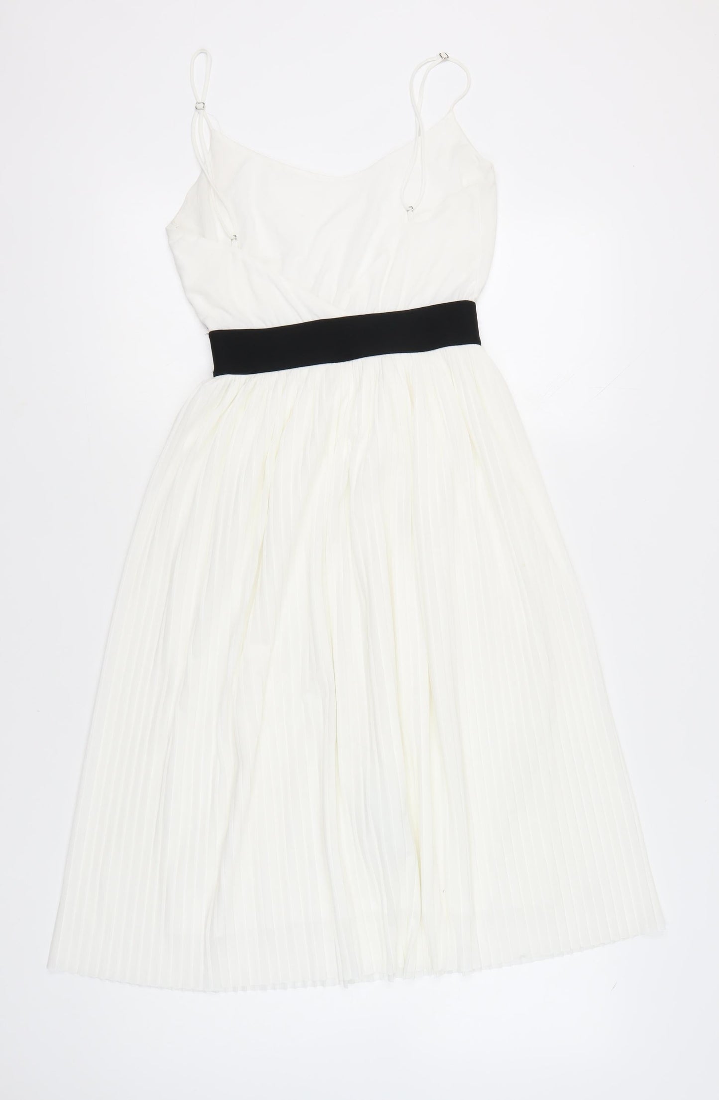 Zara Trafaluc Womens White Pleated Fit & Flare Dress Size 8