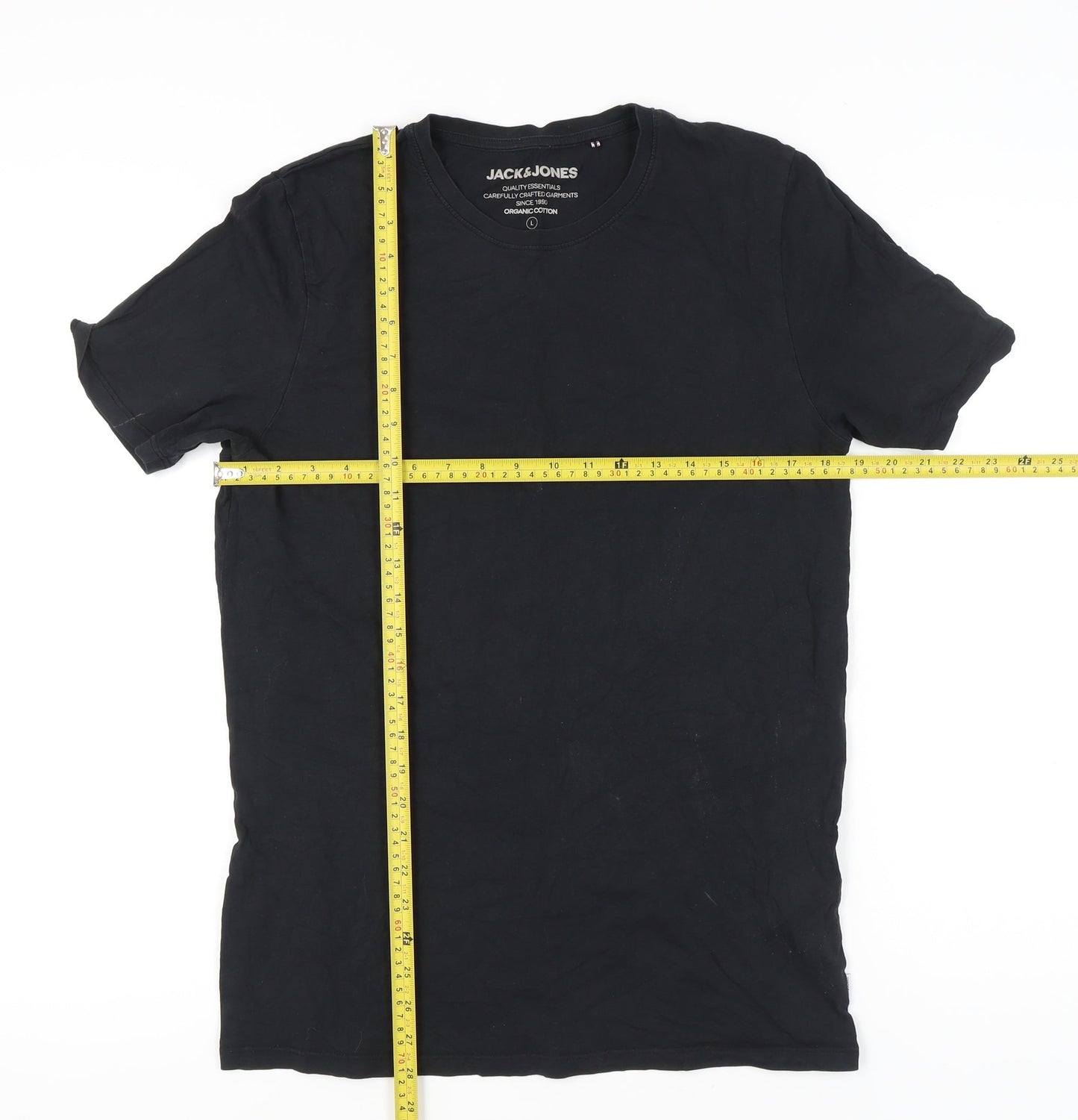 Jack & Jones Men’s Black Cotton Crew Neck Short Sleeve T-Shirt L