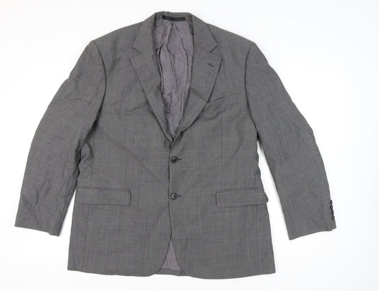 Marks and Spencer Mens Grey Wool Blazer Jacket 42R Medium Regular Fit