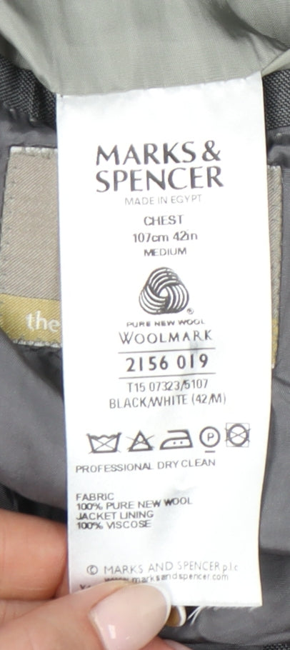 Marks and Spencer Mens Grey Wool Blazer Jacket 42R Medium Regular Fit