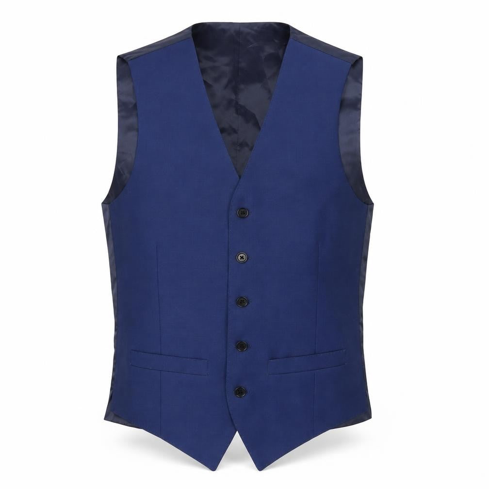 Super 100 Men's Royal Blue Wool Slim Fit Suit Waistcoat 36R Classic Formal