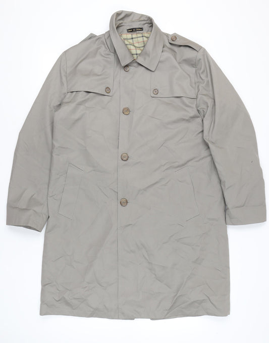Wellington Mens Grey Overcoat Jacket Size 40 Regular Fit Polyester Cotton