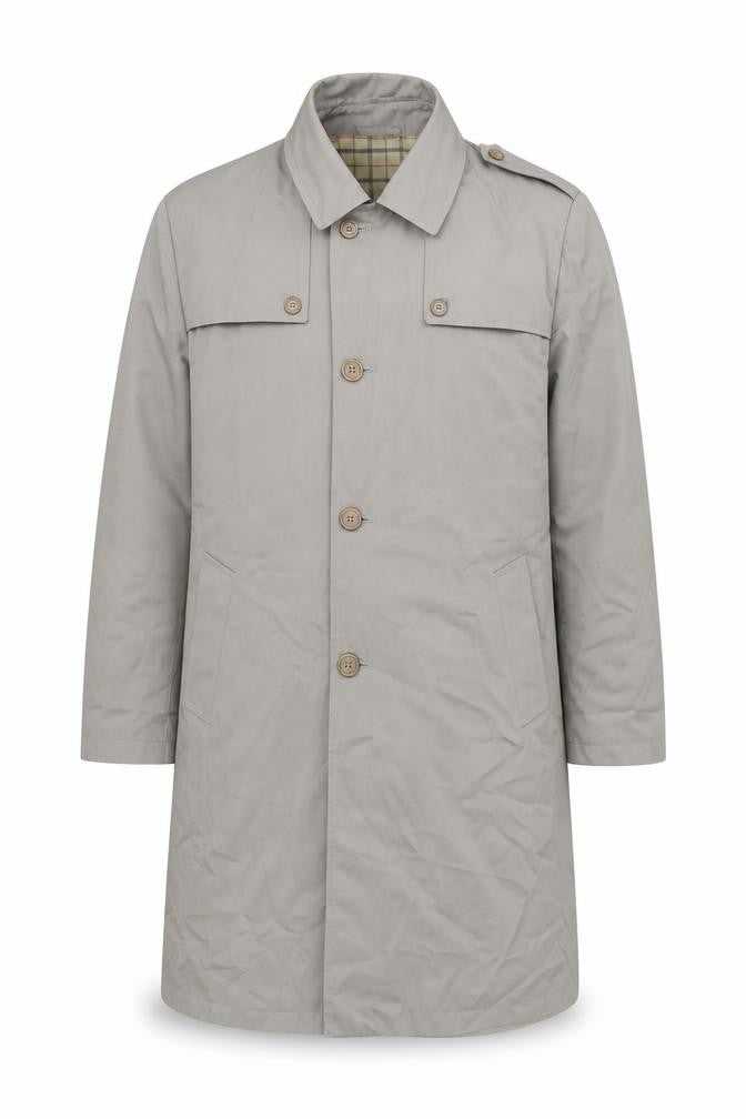 Wellington Mens Grey Overcoat Jacket Size 40 Regular Fit Polyester Cotton