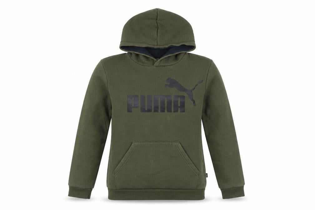 Puma Unisex Kids Green Pullover Hoodie 14-15Y Logo Graphic Fleece