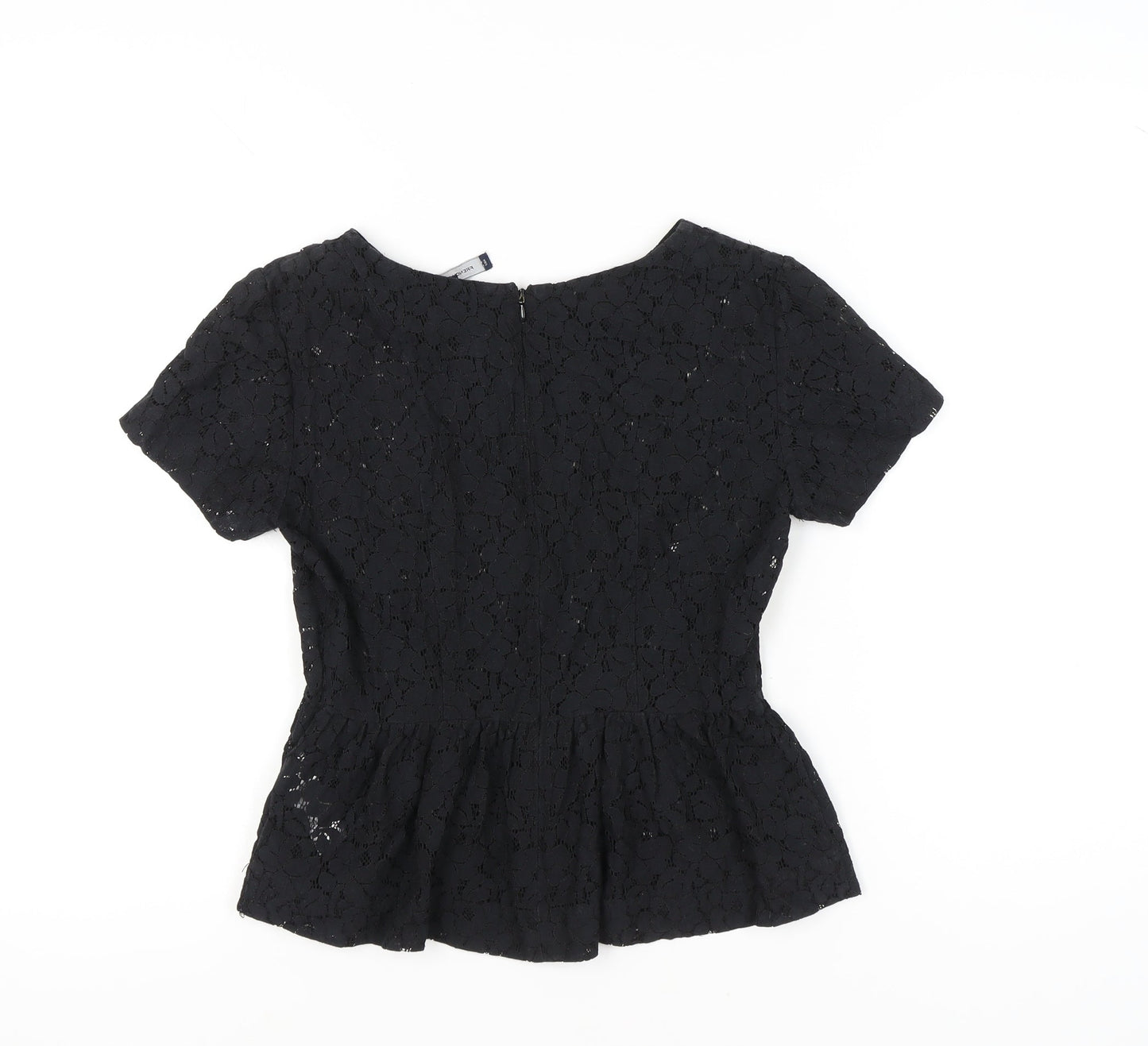 French Connection Women’s Black Lace Peplum Blouse UK 8