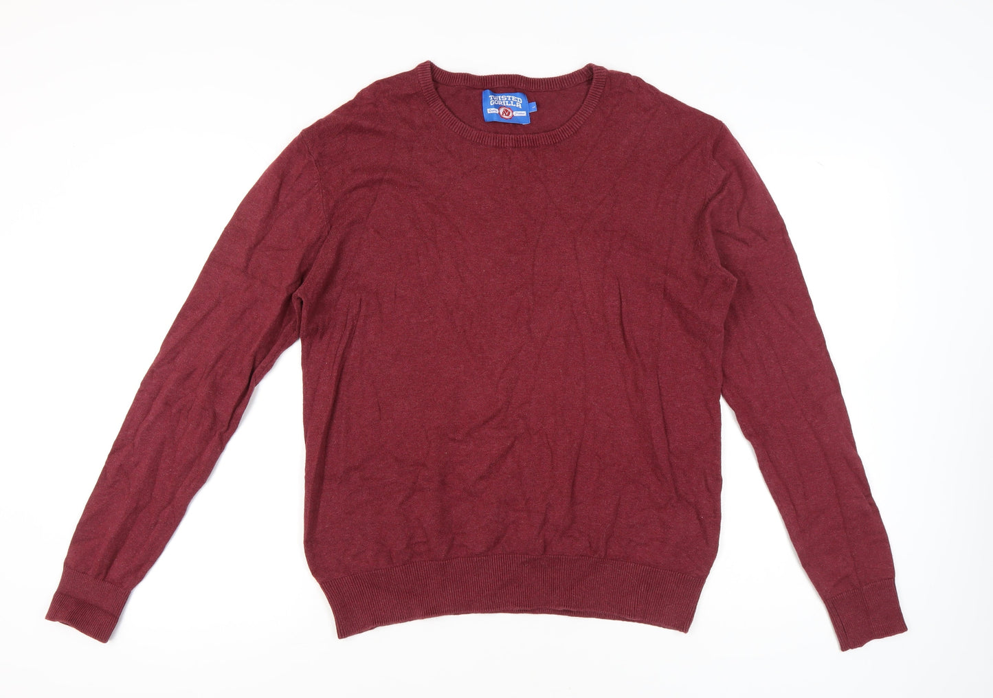 Twisted Gorilla Men's Red Cotton Blend Pullover Jumper Size L