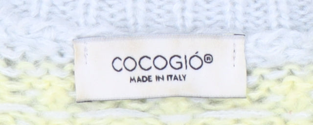 COCOGIO Womens Yellow Knit Pullover Jumper Size S Crew Neck Italy
