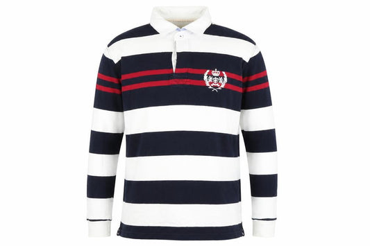 Wolsey Men’s Blue White Red Striped Long Sleeve Polo M Cotton