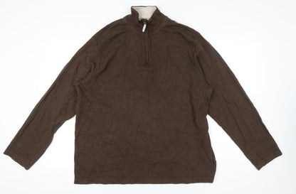 Old Navy Men’s Brown 2XL Pullover Sweatshirt 1/4 Zip Mock Neck