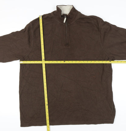 Old Navy Men’s Brown 2XL Pullover Sweatshirt 1/4 Zip Mock Neck