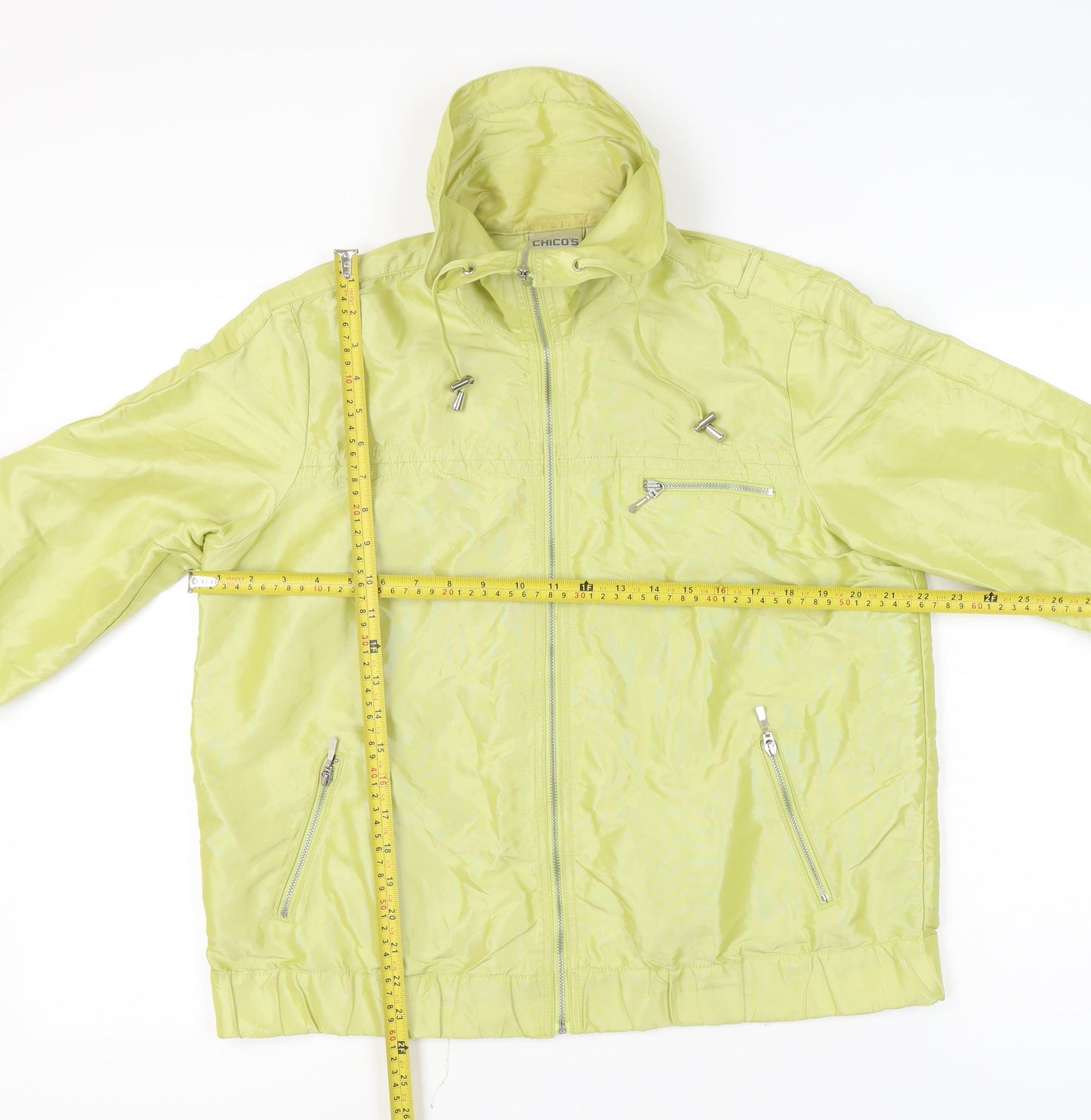 Chico's Women Green Size 16 Hooded Nylon Zip Jacket