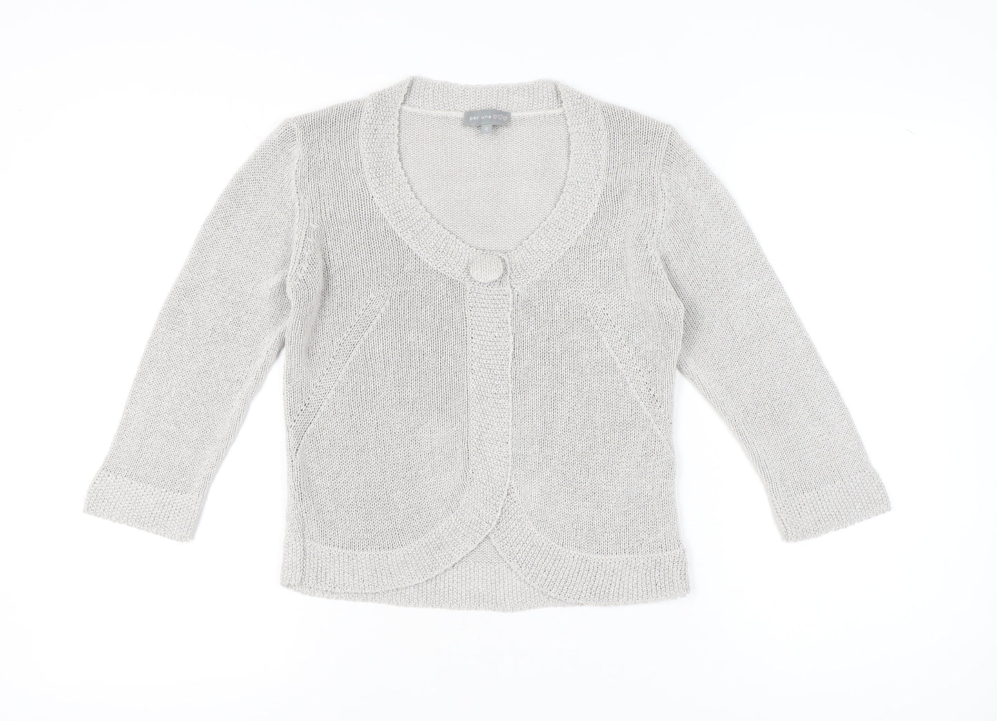 Marks and Spencer Women’s Grey Cardigan Size 12 Scoop Neck Knit