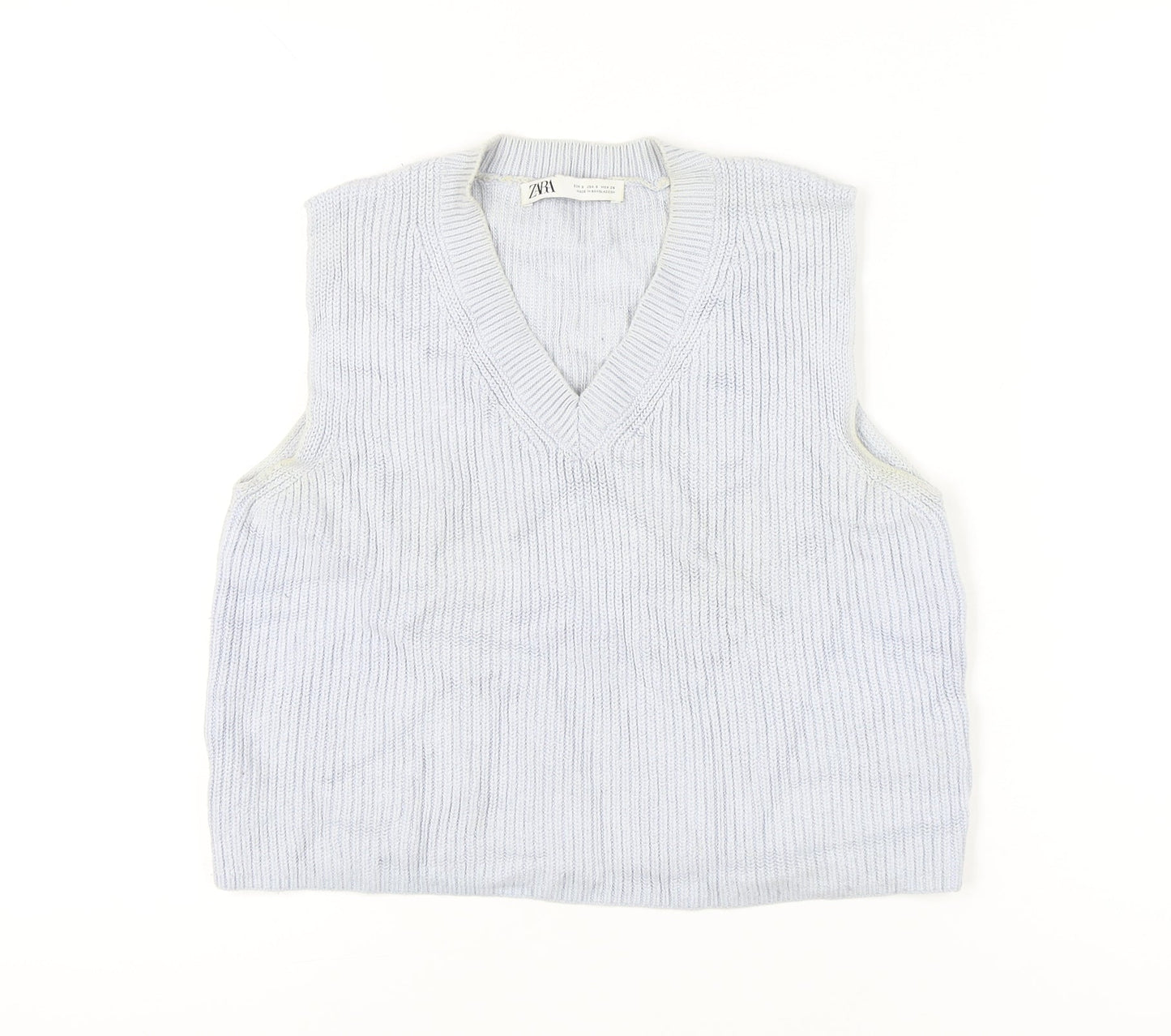 Zara Women’s Grey Knit V-Neck Sleeveless Jumper Vest Size S