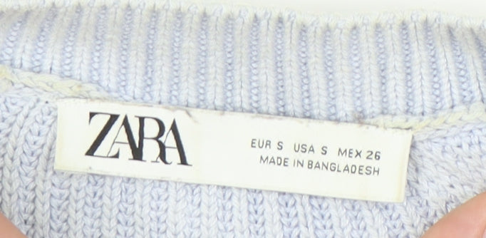 Zara Women’s Grey Knit V-Neck Sleeveless Jumper Vest Size S