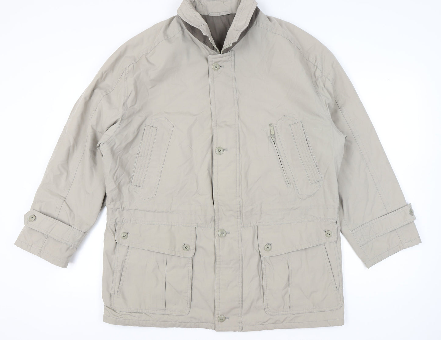 Jupiter Mens Beige Military Jacket Size 54 Regular Fit Mid-Length