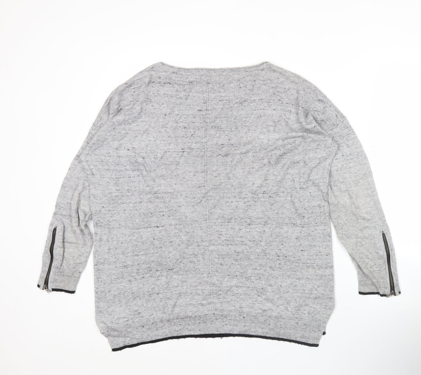 Mint Velvet Women’s Grey Wool Blend Jumper S Crew Neck Bird Motif