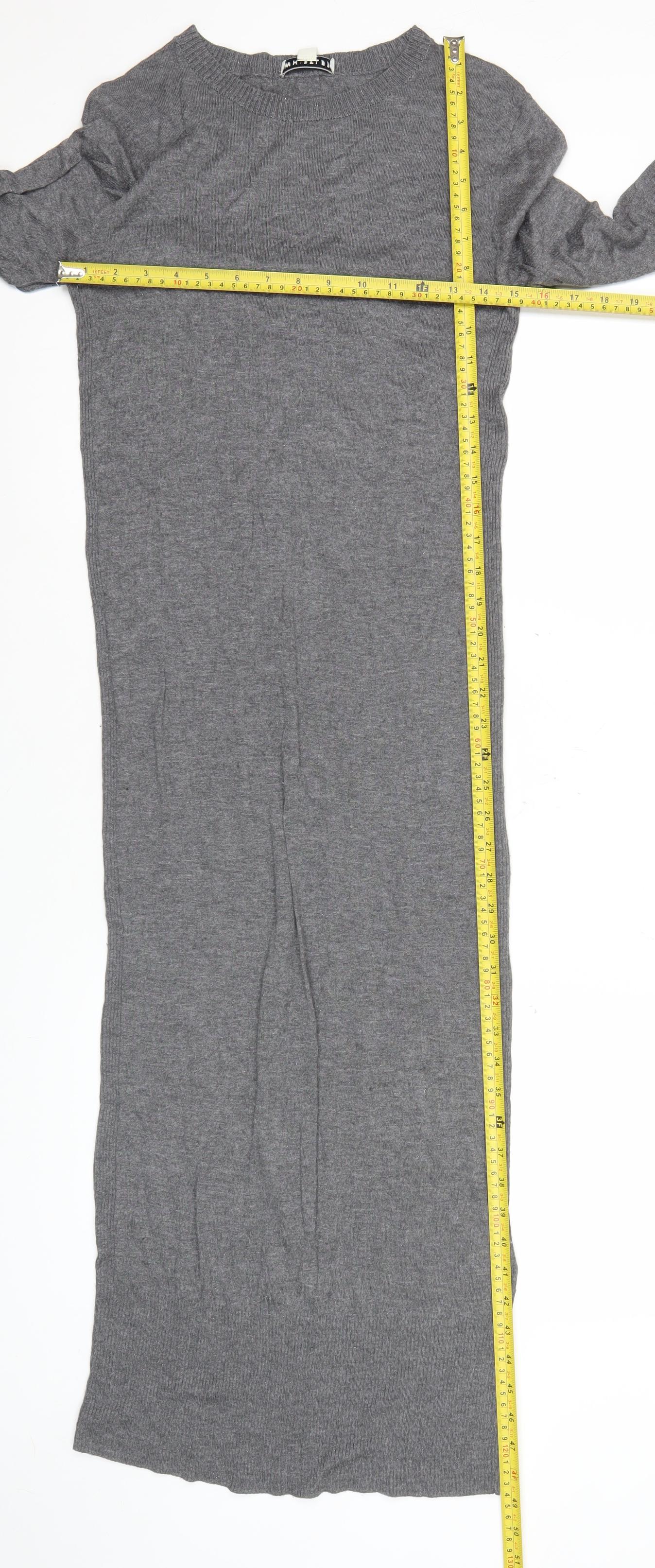 Whistles Women’s Grey Jumper Dress UK 10 Long Sleeve Knitwear