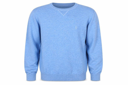 Front view of French Connection Men's Blue Cotton Acrylic Crew Neck Jumper L