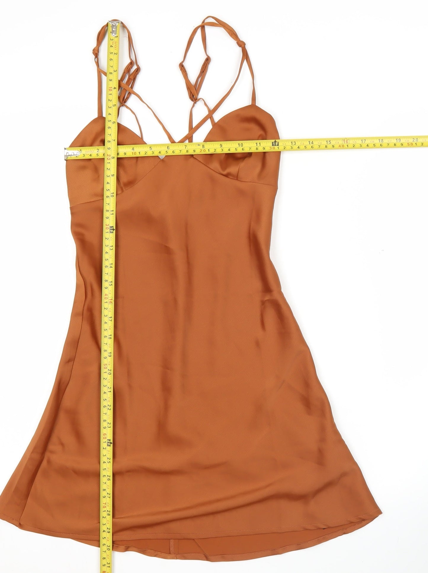 Urban Outfitters Women’s Brown Satin Slip Dress XS Sleeveless Sweetheart