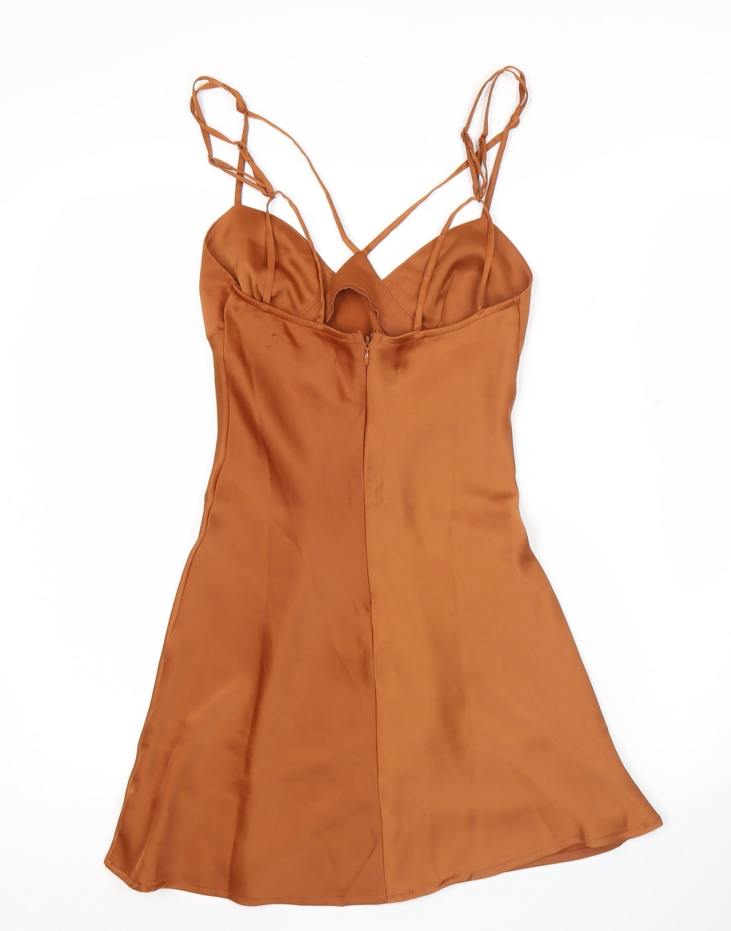 Urban Outfitters Women’s Brown Satin Slip Dress XS Sleeveless Sweetheart