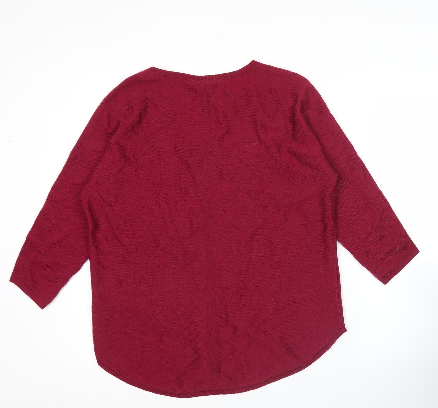 Jigsaw Womens Red Wool Blend 3/4 Sleeve Pullover Jumper XS