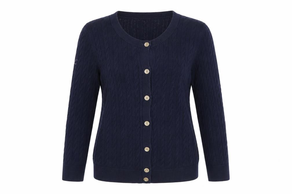 Talbots Womens Blue Cotton Cable-Knit Cardigan Jumper S