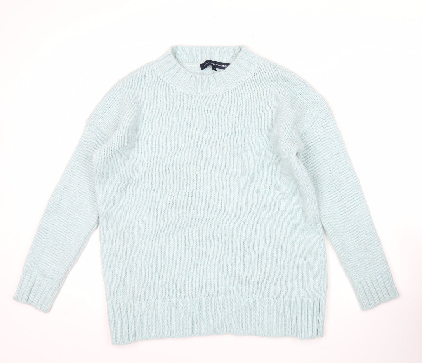 French Connection Womens Blue Crew Neck Chunky Knit Jumper Size S