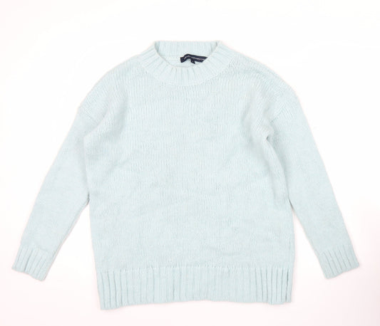 French Connection Womens Blue Crew Neck Chunky Knit Jumper Size S
