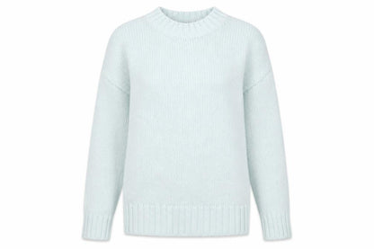 Front view of French Connection women’s blue crew neck chunky knit jumper, size S