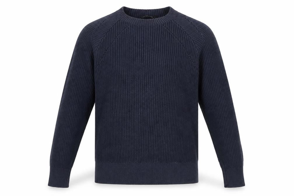 French Connection Men's Blue Cotton Chunky Knit Pullover Jumper S