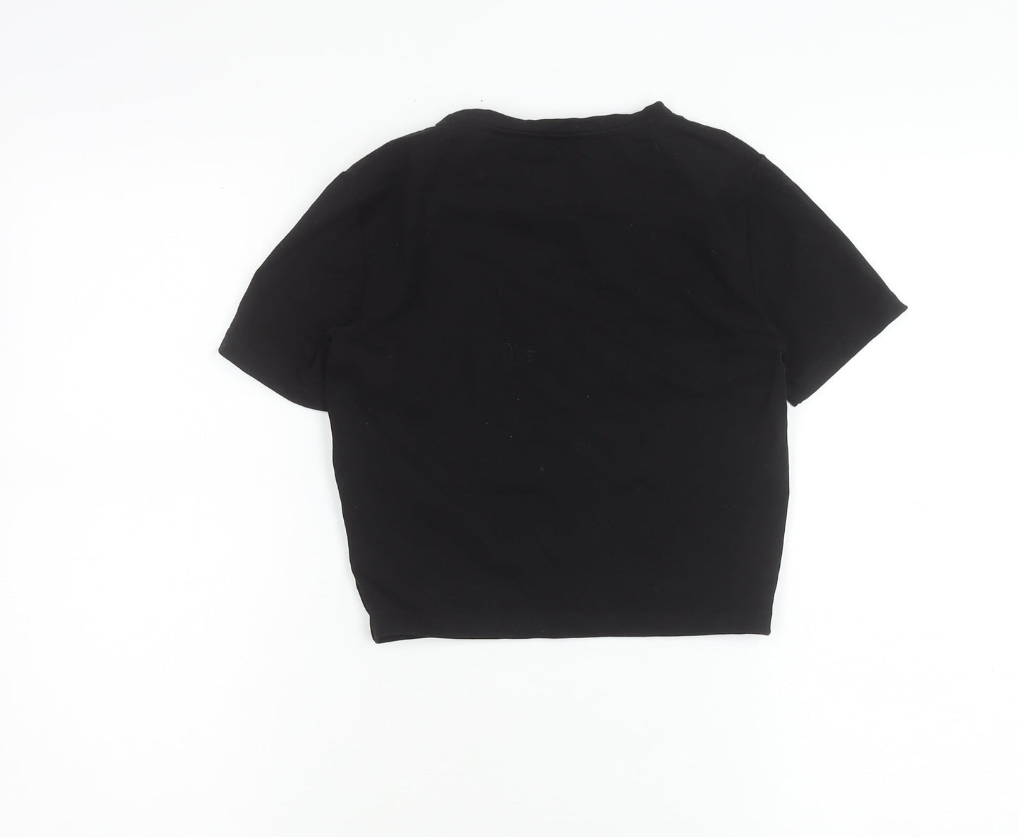 Zara Women Black Slim Fit Cropped T-Shirt Size S Cotton Blend