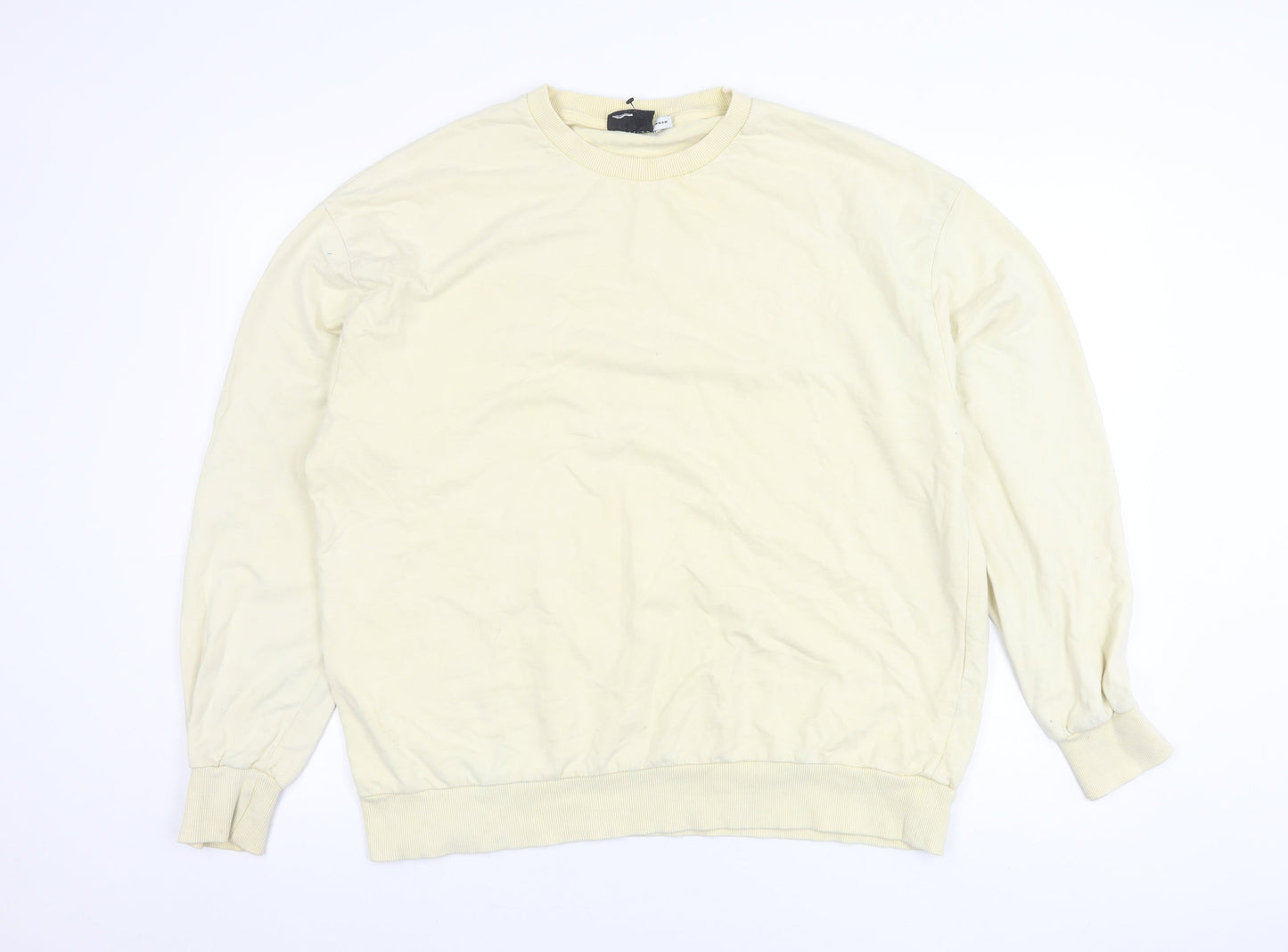 ASOS Women Yellow Cotton Crew Neck Pullover Sweatshirt UK 12