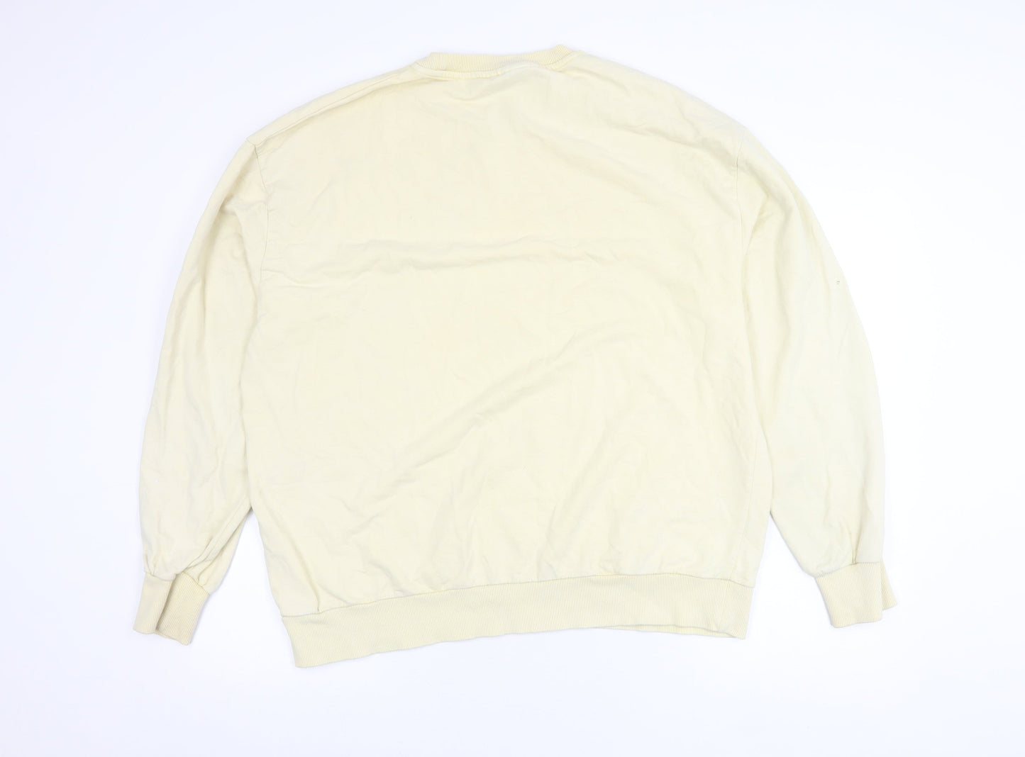 ASOS Women Yellow Cotton Crew Neck Pullover Sweatshirt UK 12