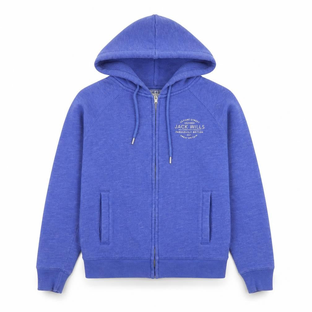 Jack Wills Womens Blue Hoodie Jacket UK 12 Full Zip Cotton Blend