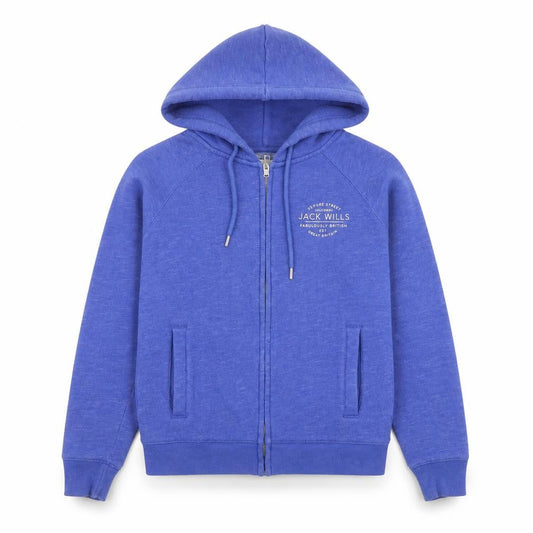 Jack Wills Womens Blue Hoodie Jacket UK 12 Full Zip Cotton Blend