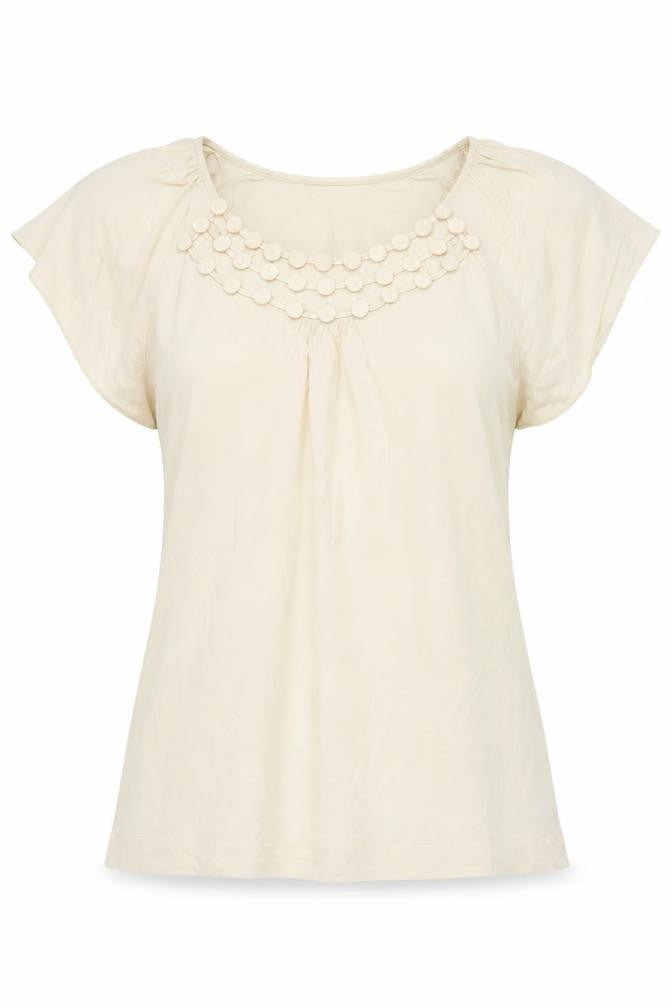 Next Women’s Beige Beaded Scoop Neck Blouse Size 16