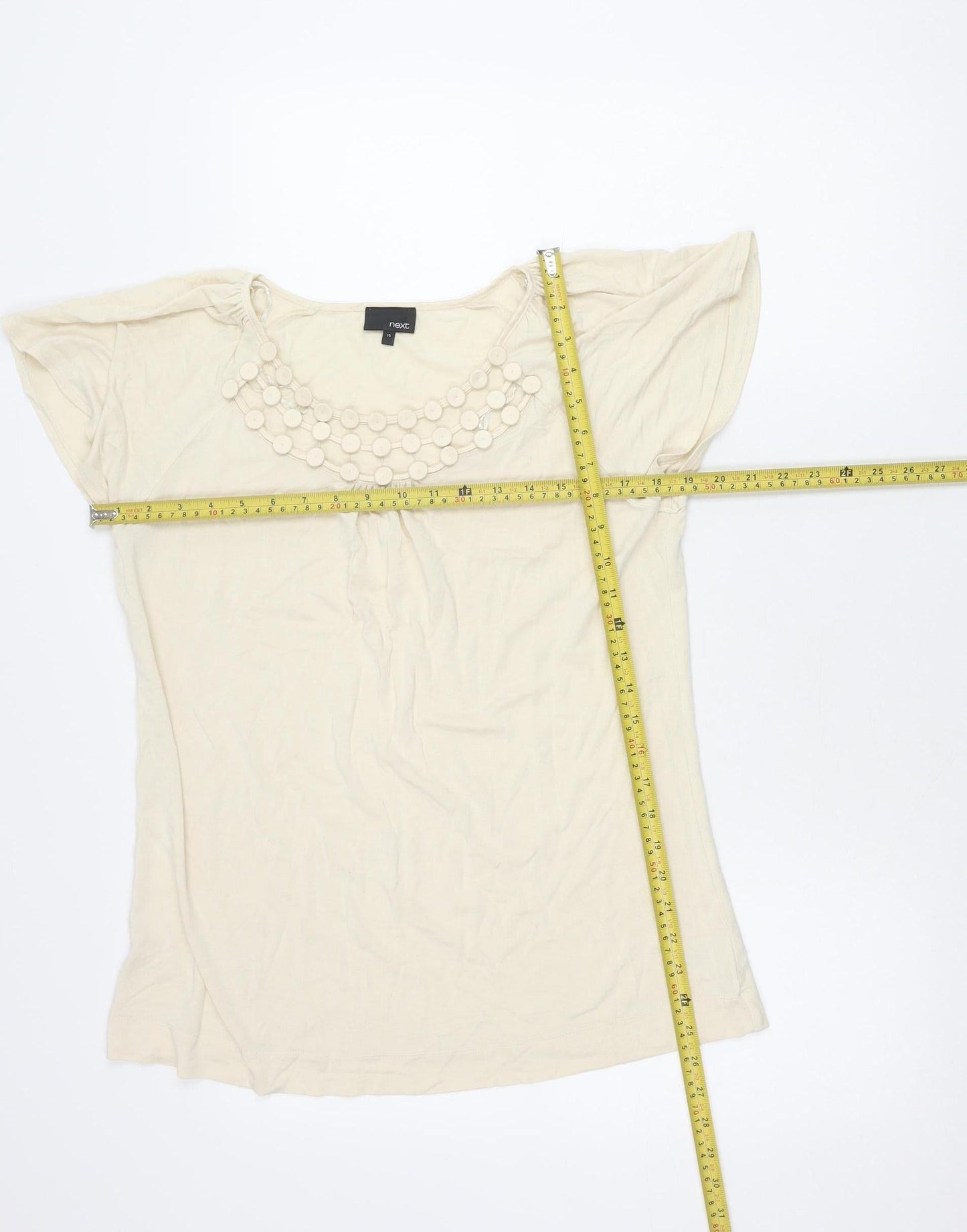 Next Women’s Beige Beaded Scoop Neck Blouse Size 16
