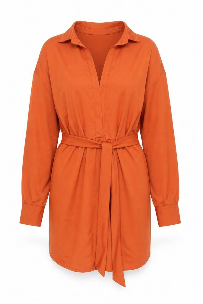In The Style Women’s Orange Shirt Dress Size 12 Long Sleeve Collared