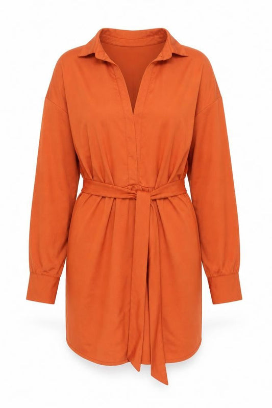 In The Style Women’s Orange Shirt Dress Size 12 Long Sleeve Collared