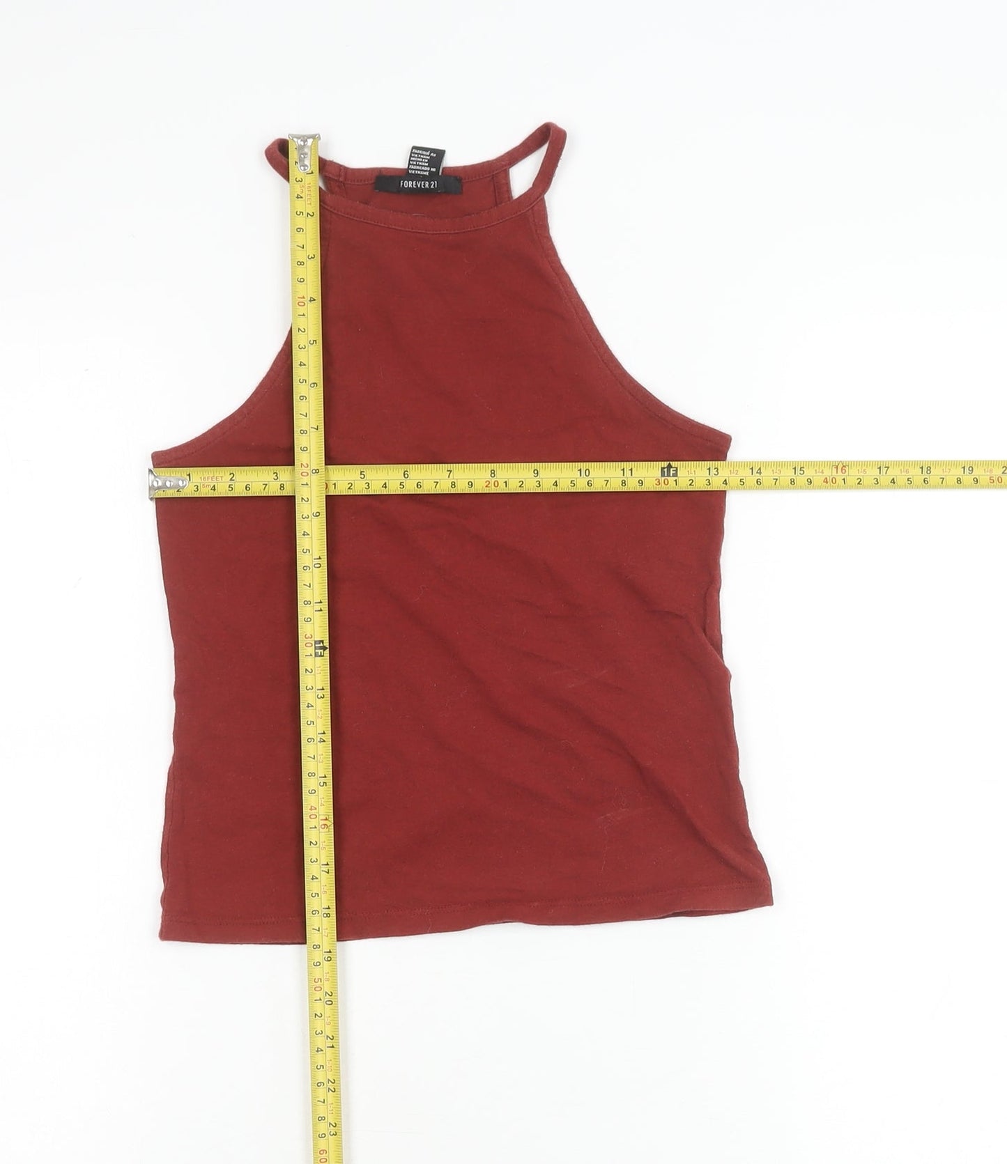 Forever 21 Womens Red Halter Tank Top Size S Camisole Jersey