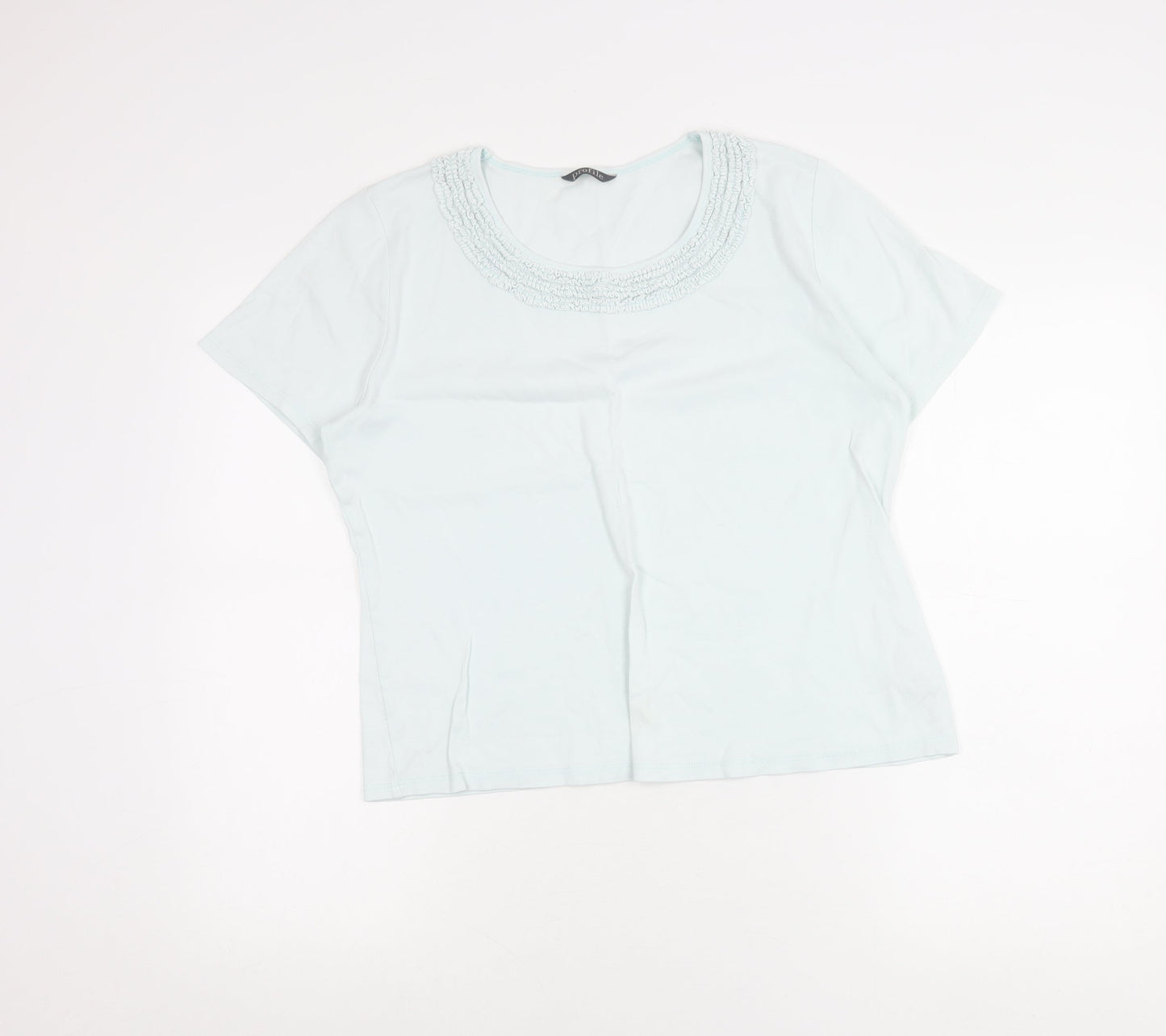 BHS Womens Blue Size 16 Scoop Neck Cotton Beaded T-Shirt