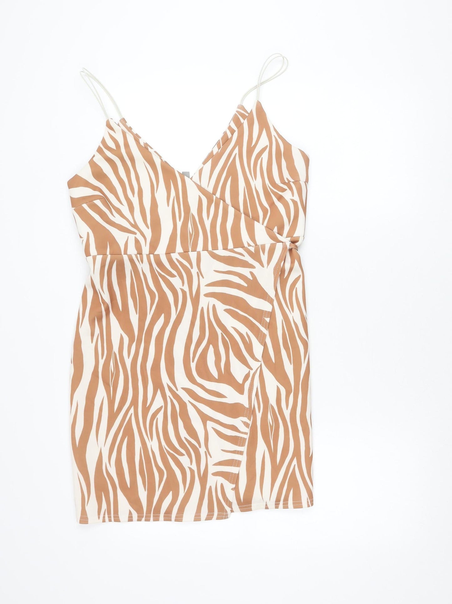 ASOS Women’s Brown Zebra Print Slip Dress Size 12 Summer Casual