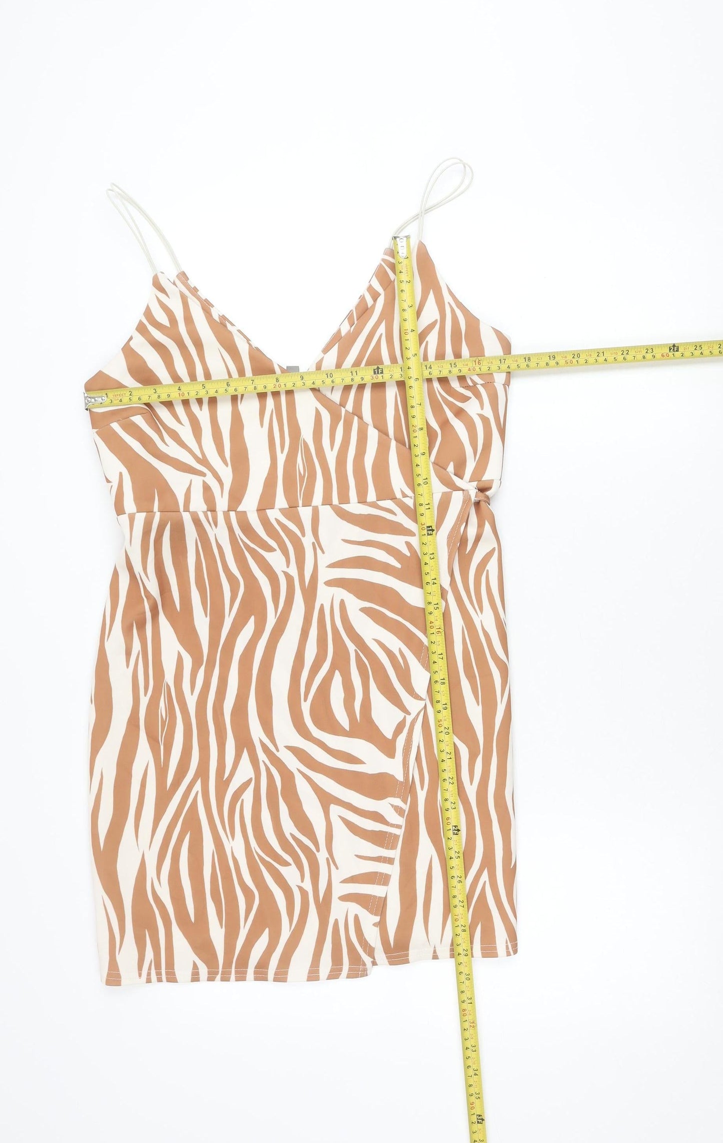 ASOS Women’s Brown Zebra Print Slip Dress Size 12 Summer Casual