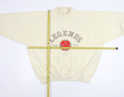 Coconut Womens Club Classics Ivory Pullover Sweatshirt L Embroidered Logo
