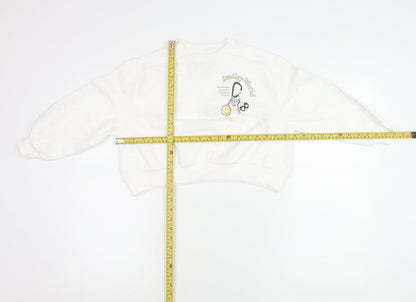 Back view of Marks & Spencer girls’ white smileyworld graphic pullover sweatshirt 6-7y