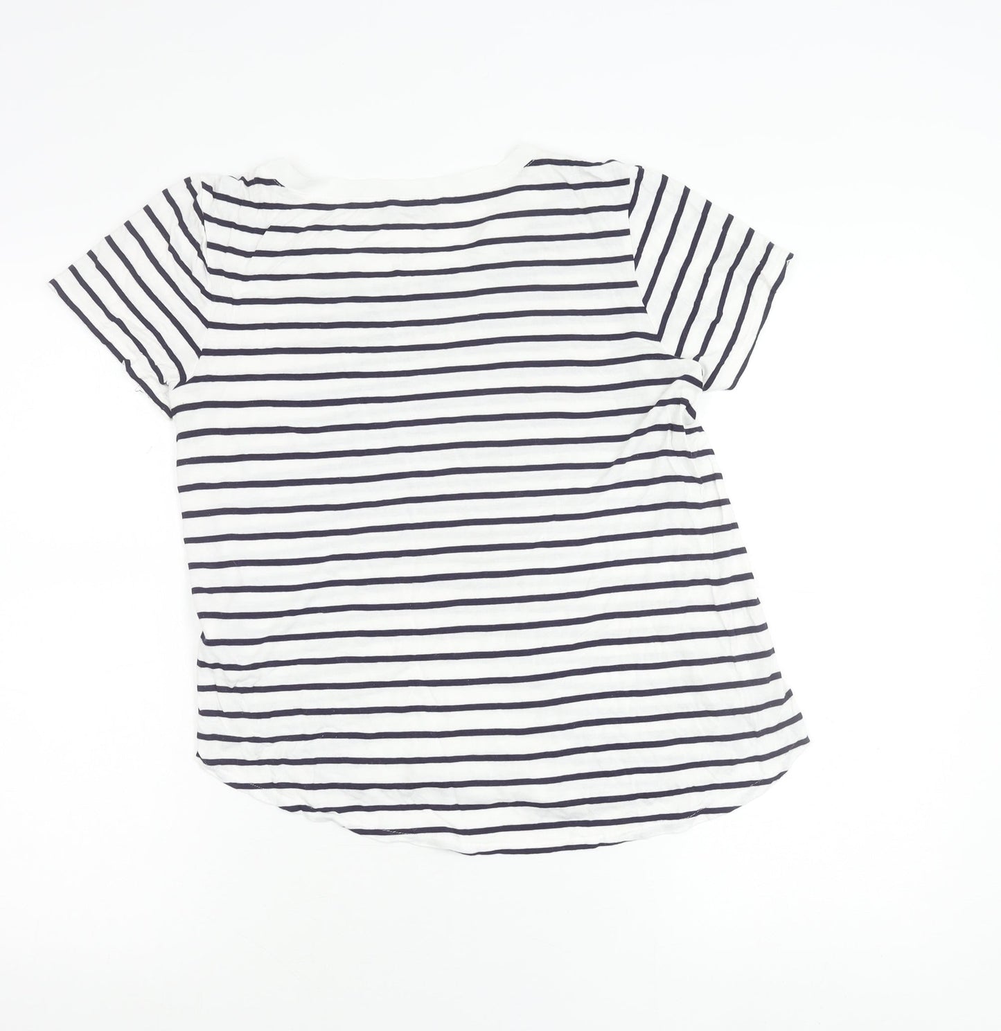Oasis Women’s White Stripe T-Shirt Size S Short Sleeve Viscose