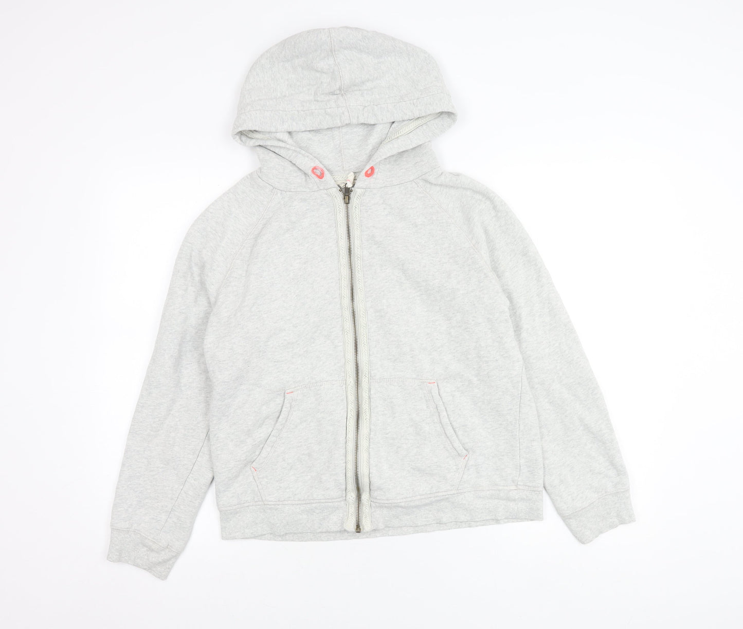 White Stuff Women Grey Cotton Zip Up Hooded Jacket Size 12